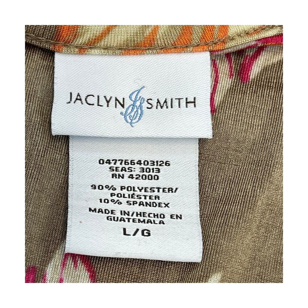 Jaclyn Smith T-Shirt Women's Large Multicolor Floral Stretch V-Neck Short Sleeve - Picture 3 of 8